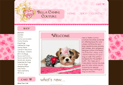 Bella Canine Couture Turnkey Boutique Website